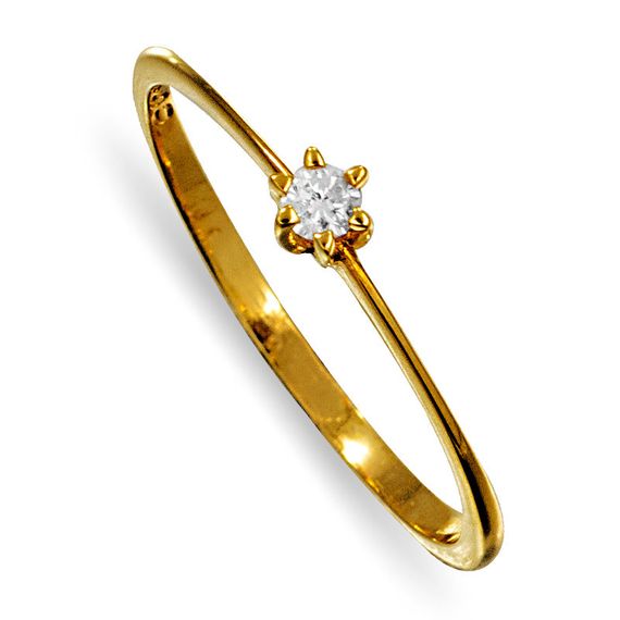 Anel de Noivado em Ouro 18K  com Diamante de  5 Pontos - AN20123 Tamanho: 08