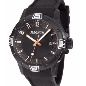 Relógio MAGNUM masculino dourado silicone marrom MA34414M