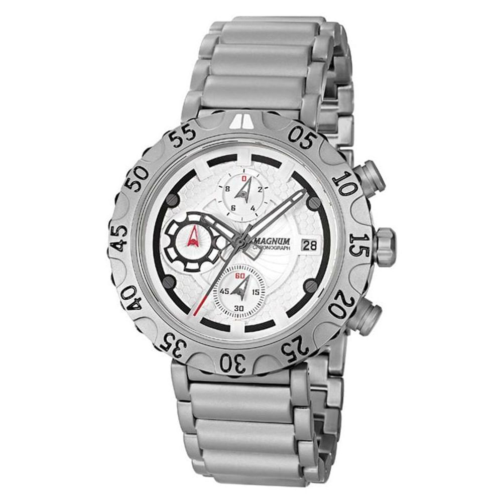 Relógio Magnum Masculino Prata Luxo 2 Anos Garantia Original